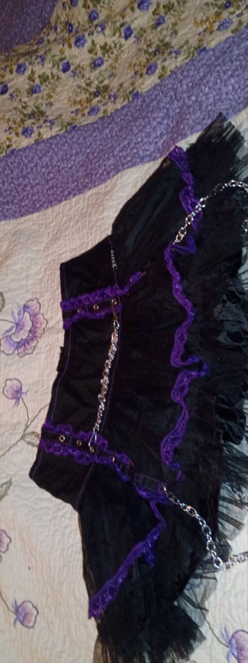 Y2K Tripp Dang Goodman Lace Up Tulle Chains Grunge Punk Rock Concert Mini Skirt